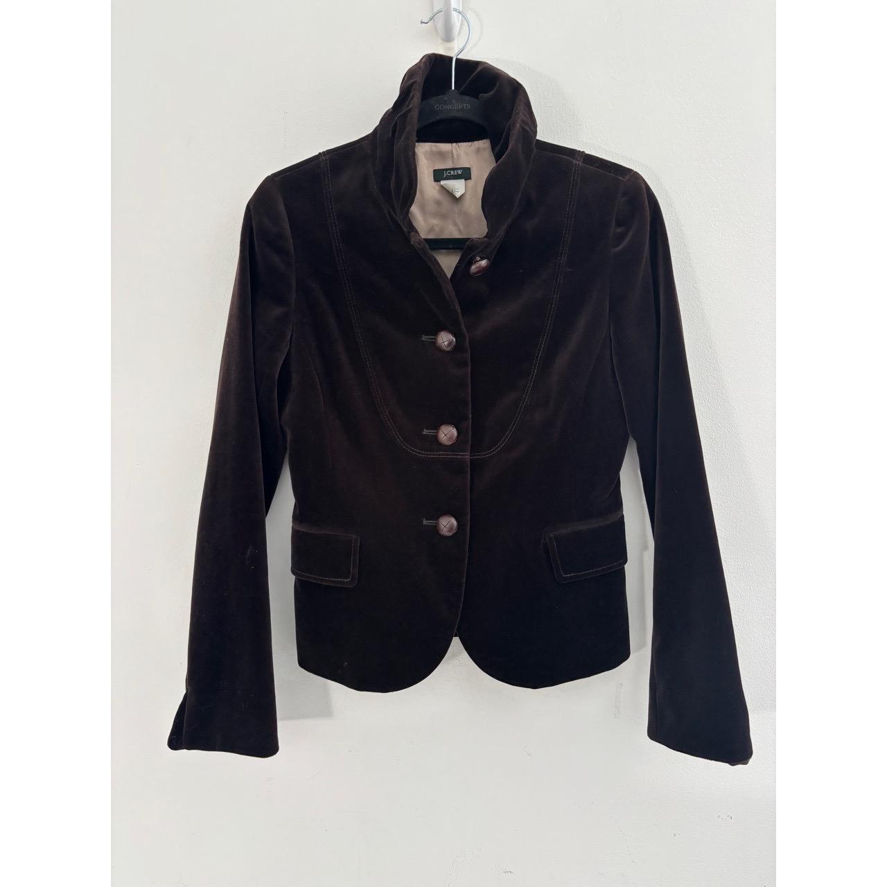 J.Crew Women’s Size 2 Velvet Brown Blazer 100% Cotton Business Casual Buttons